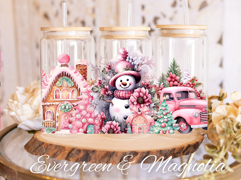 Pink christmas Cute snowman 1