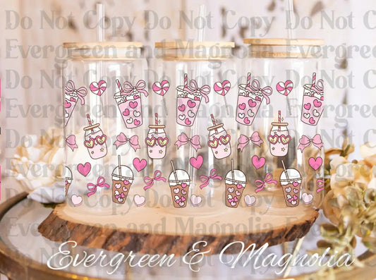 Pink drink girly UV DTF print