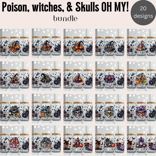 Poison, Witches, & Skulls Oh My! 16oz UvDTF Wrap Bundle