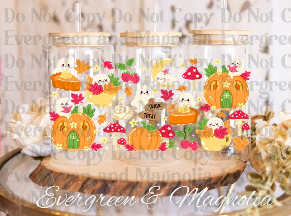 PumpkinGhostAutumnFun UV DTF print