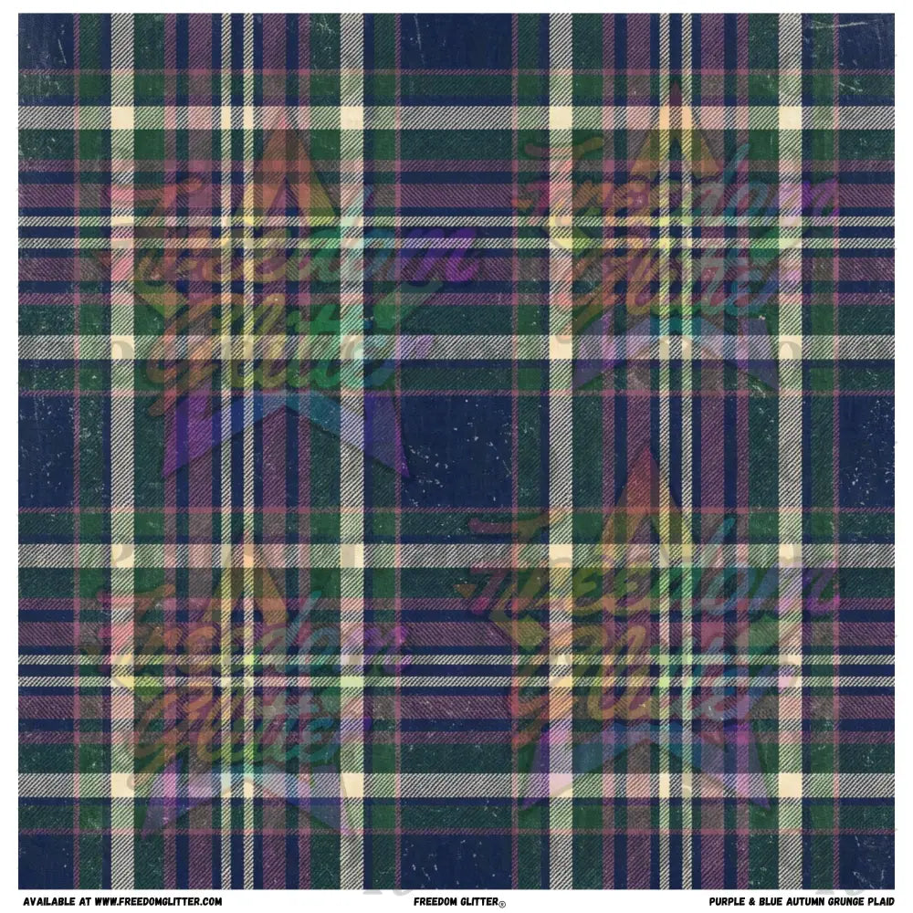 Purple & Blue Autumn Grunge Plaid (Printed Vinyl)