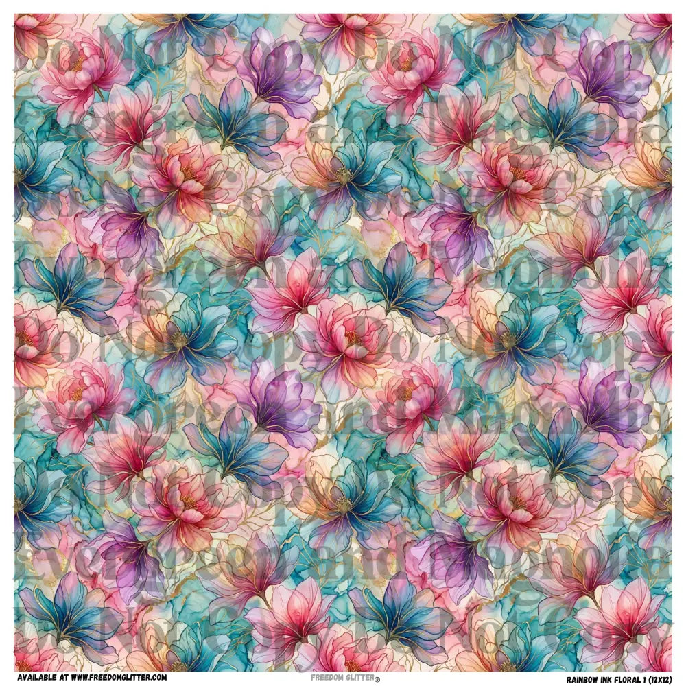 Rainbow Ink Floral 1 (Printed Vinyl)