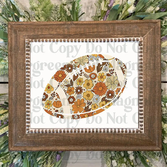 Retro Floral Football Png, Autumn Football Sublimation,