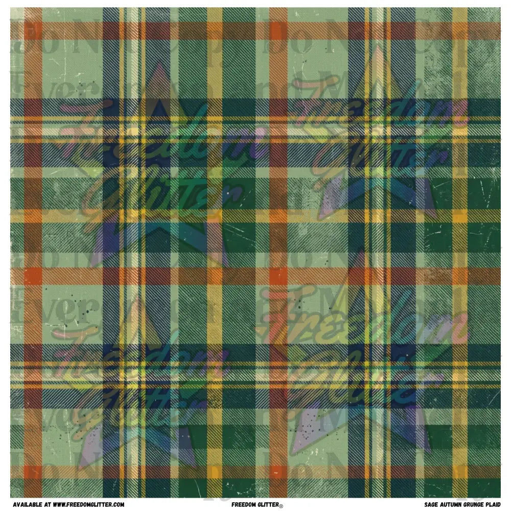 Sage Autumn Grunge Plaid (Printed Vinyl)