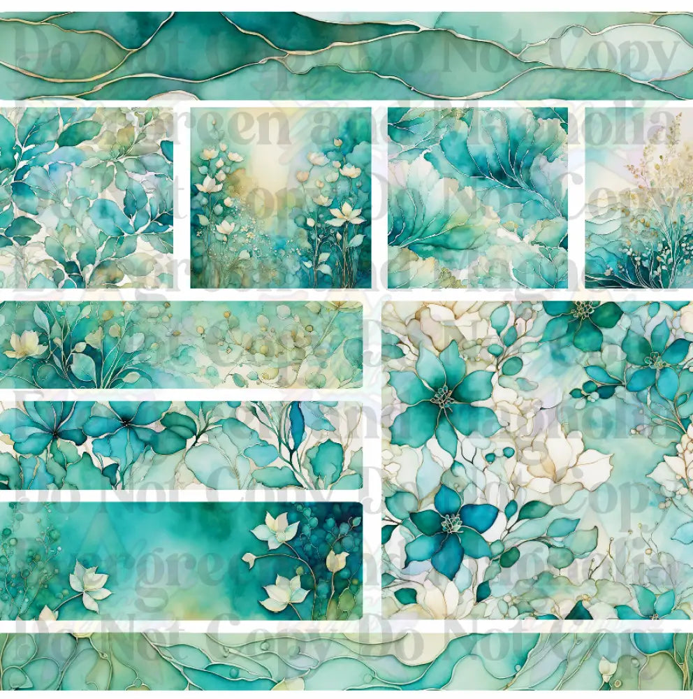 Mixed Image Sheet - Sage & Turquoise (Printed Vinyl)