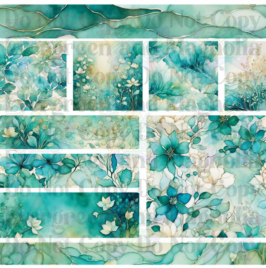 Mixed Image Sheet - Sage & Turquoise (Printed Vinyl)