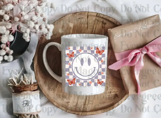 Solid check smile butterfly Decal