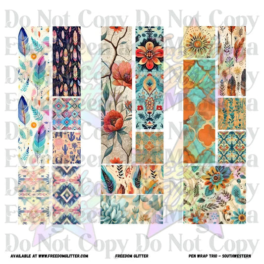 Pen Wrap Patchwork Trio - Southwesten (Printed Vinyl)