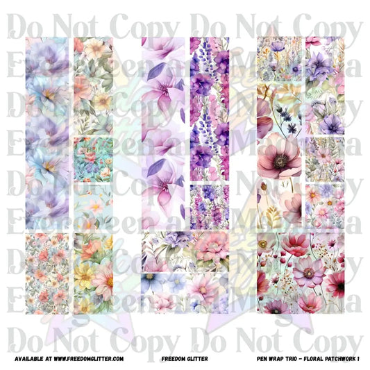 Pen Wrap Patchwork Trio - Spring Floral (Printed Vinyl)