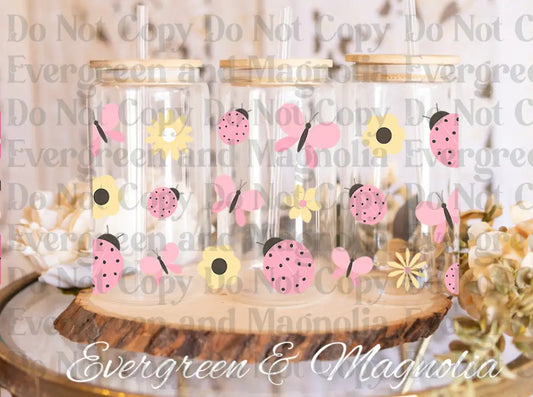 Spring flowers & butterflies UV DTF print