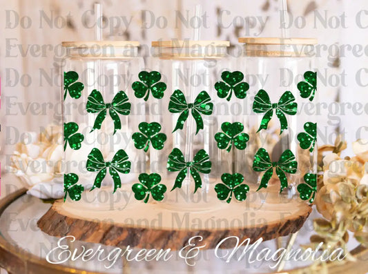 St.Patricks Day Shamrock and Bow UV DTF print