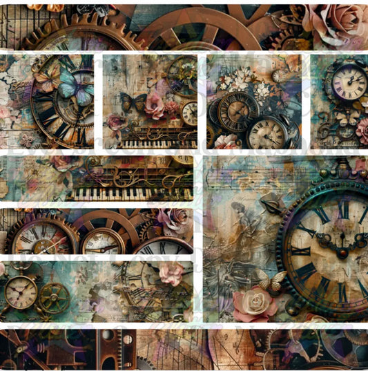 Mixed Image Sheet - Steampunk Clocks & Butterflies (Printed Vinyl)