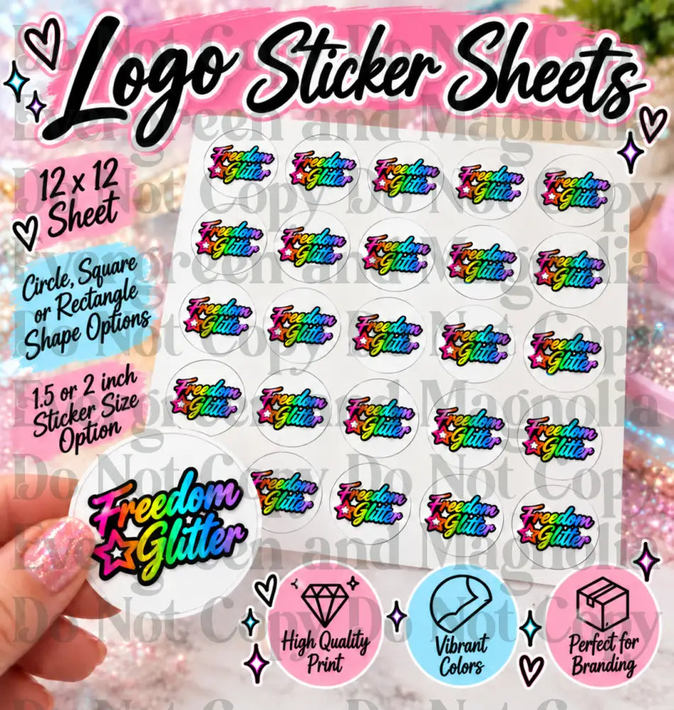 Custom Logo Sticker Sheets – 12x12 Printed Business Logo Stickers