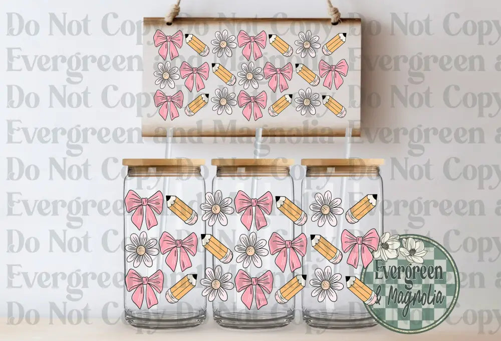 Teacher Pencil Pink Flowers