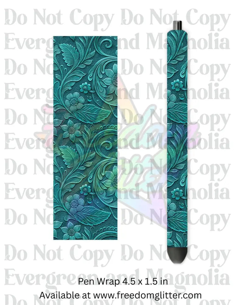 Teal Tooled Leather 1 (Printed Vinyl)