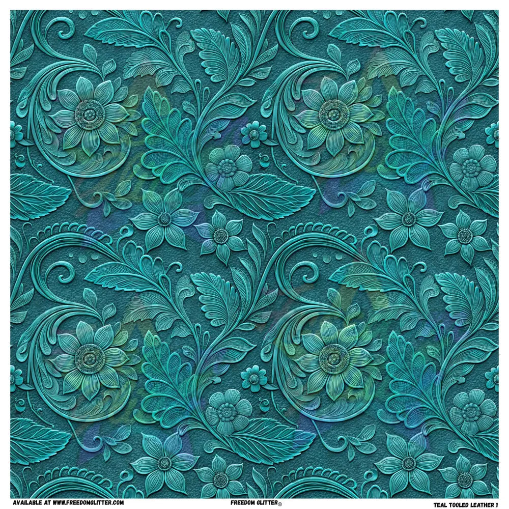 Teal Tooled Leather 1 (Printed Vinyl)