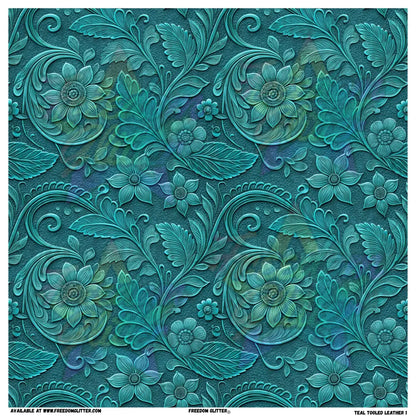 Teal Tooled Leather 1 (Printed Vinyl)