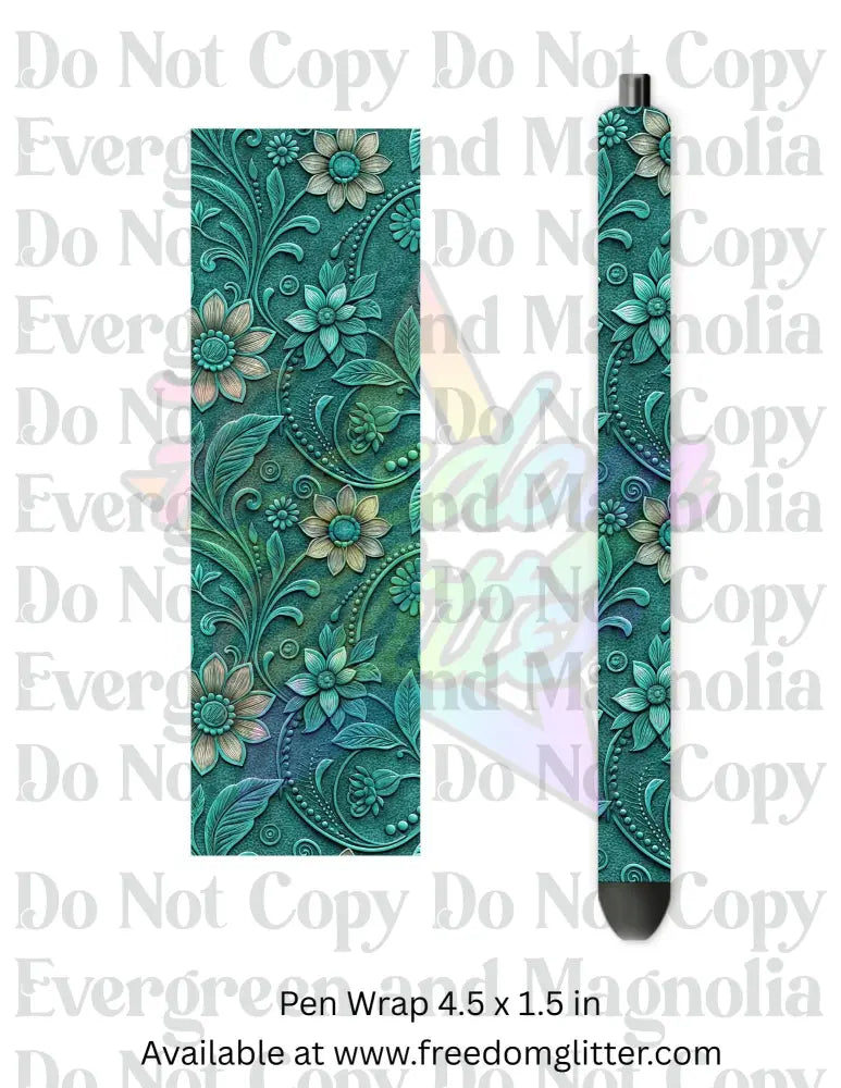 Teal Tooled Leather 2 (Printed Vinyl)