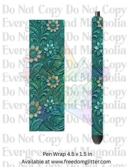 Teal Tooled Leather 2 (Printed Vinyl)