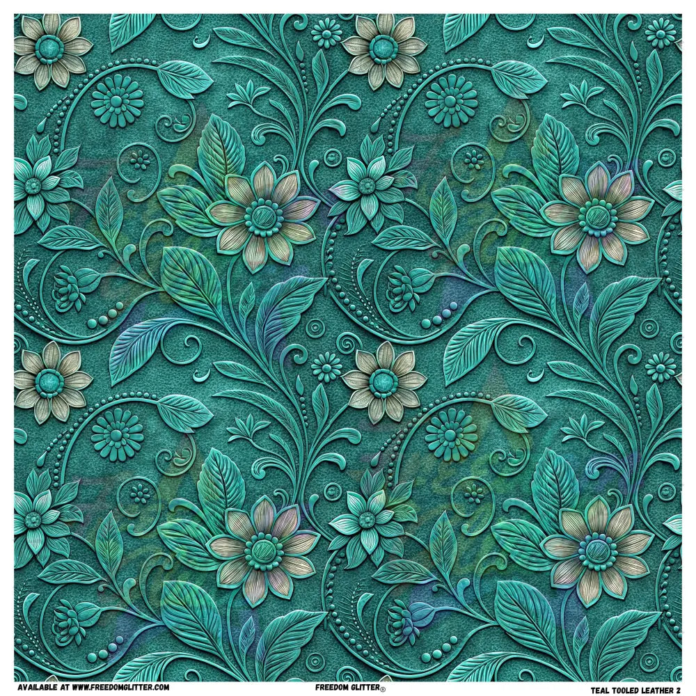 Teal Tooled Leather 2 (Printed Vinyl)