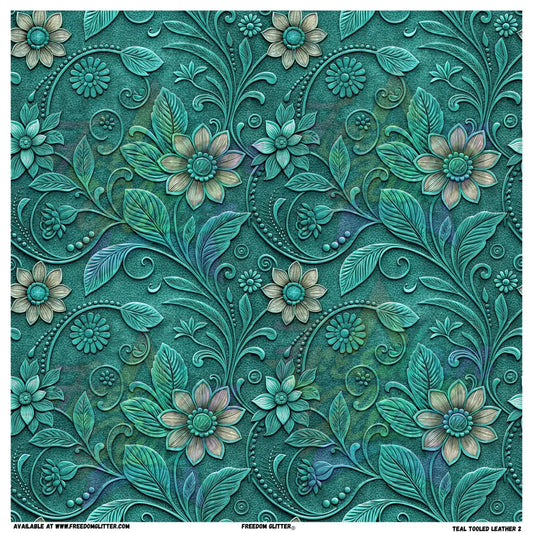 Teal Tooled Leather 2 (Printed Vinyl)
