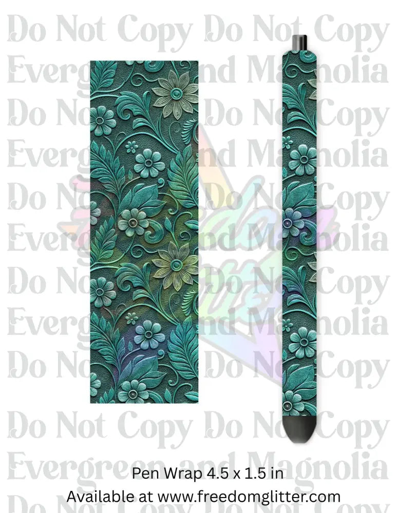 Teal Tooled Leather 3 (Printed Vinyl)