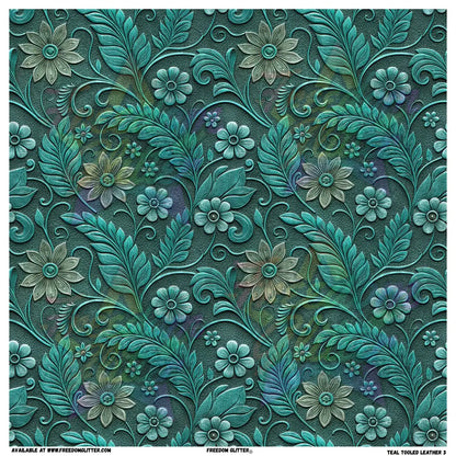 Teal Tooled Leather 3 (Printed Vinyl)