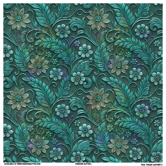 Teal Tooled Leather 3 (Printed Vinyl)