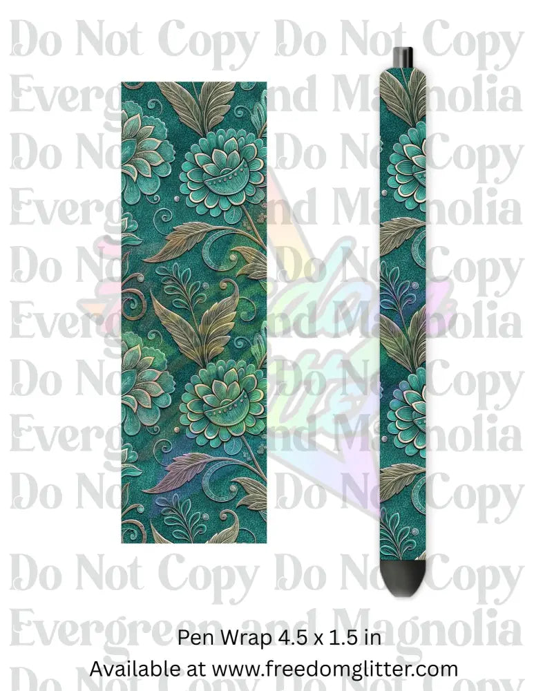 Teal Tooled Leather 4 (Printed Vinyl)