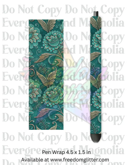 Teal Tooled Leather 4 (Printed Vinyl)