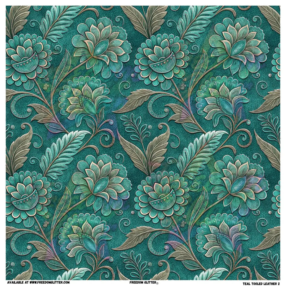 Teal Tooled Leather 4 (Printed Vinyl)