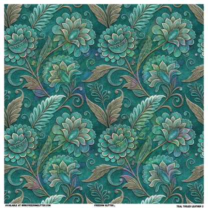 Teal Tooled Leather 4 (Printed Vinyl)