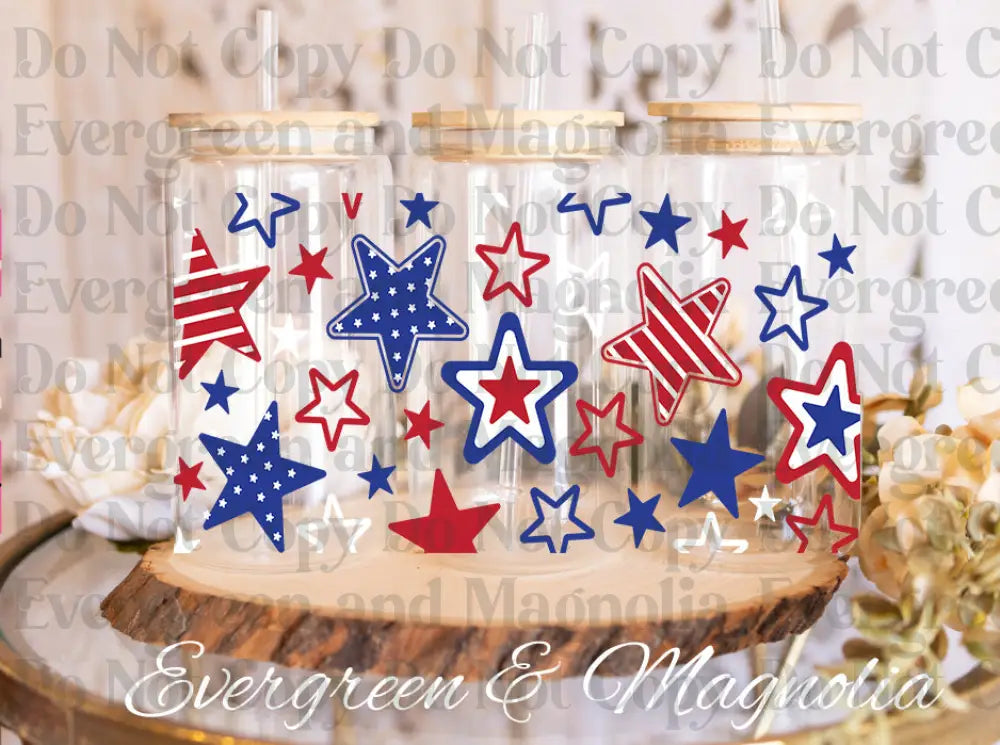 USA Star Confetti UV DTF print