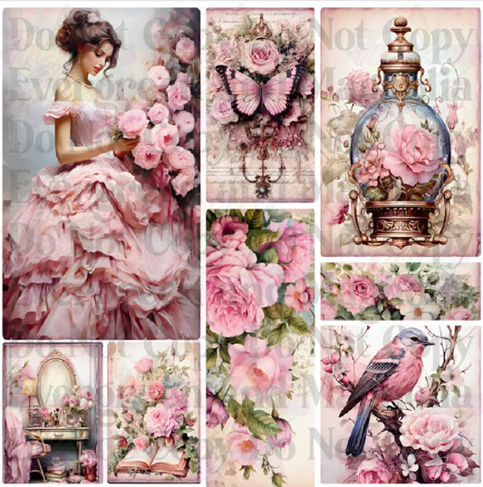 Mixed Image Sheet - Vintage Pink 1 (Printed Vinyl)