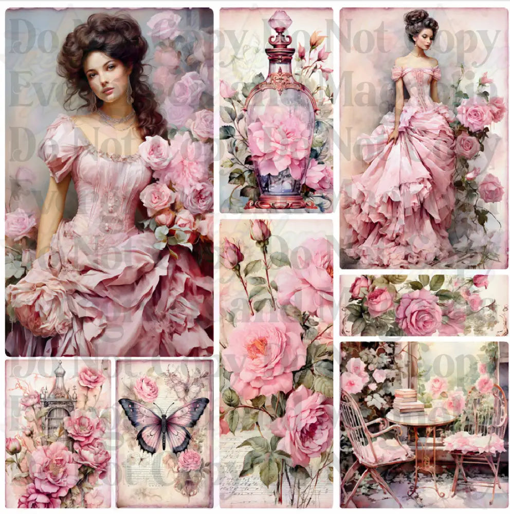 Mixed Image Sheet - Vintage Pink 2 (Printed Vinyl)