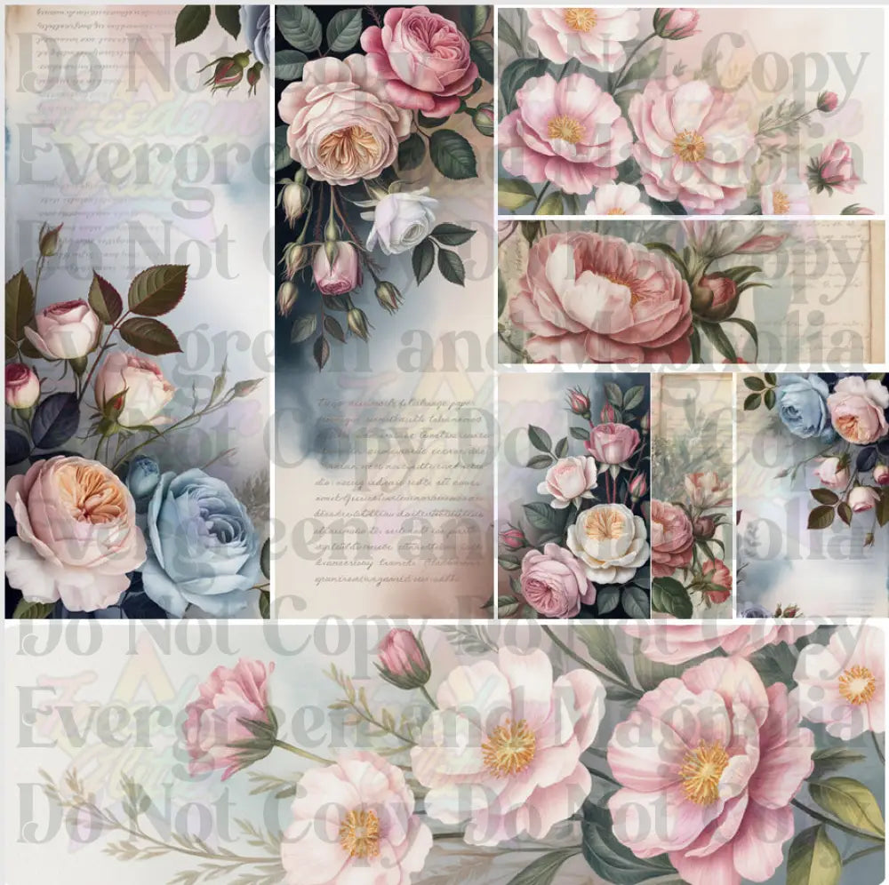 Mixed Image Sheet - Vintage Pink Floral (Printed Vinyl)