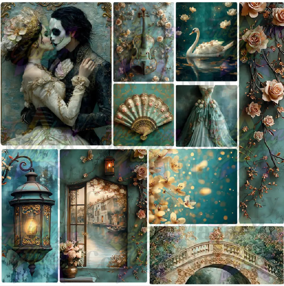 Mixed Image Sheet - Vintage Teal 1 (Printed Vinyl)