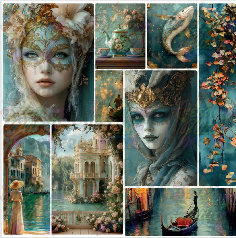 Mixed Image Sheet - Vintage Teal 2 (Printed Vinyl)