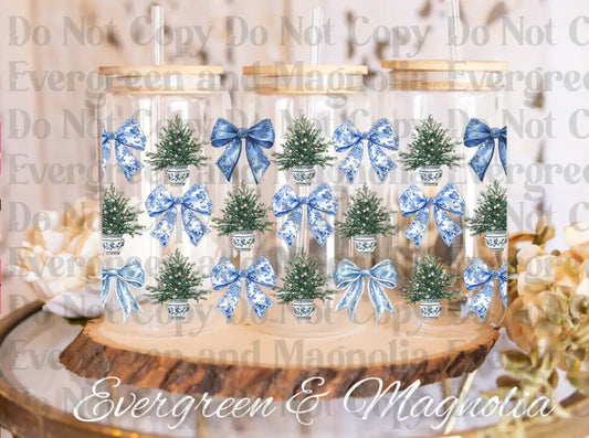 Vintage bows Christmas potted trees