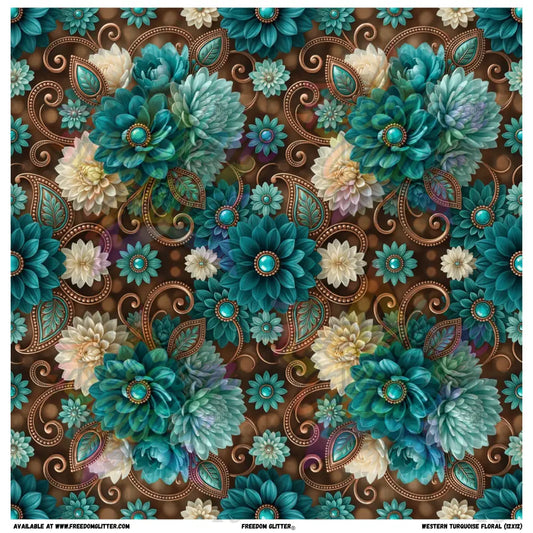 Western Turquoise Floral (Printed Vinyl)