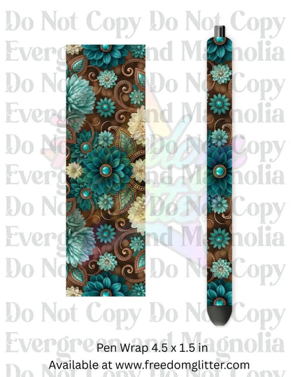 Western Turquoise Floral (Printed Vinyl)