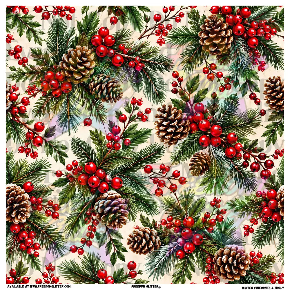 Winter Pinecones & Holly (Printed Vinyl)