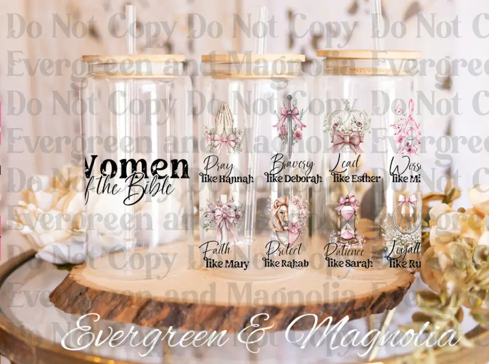 Women of the bible black text UV DTF print