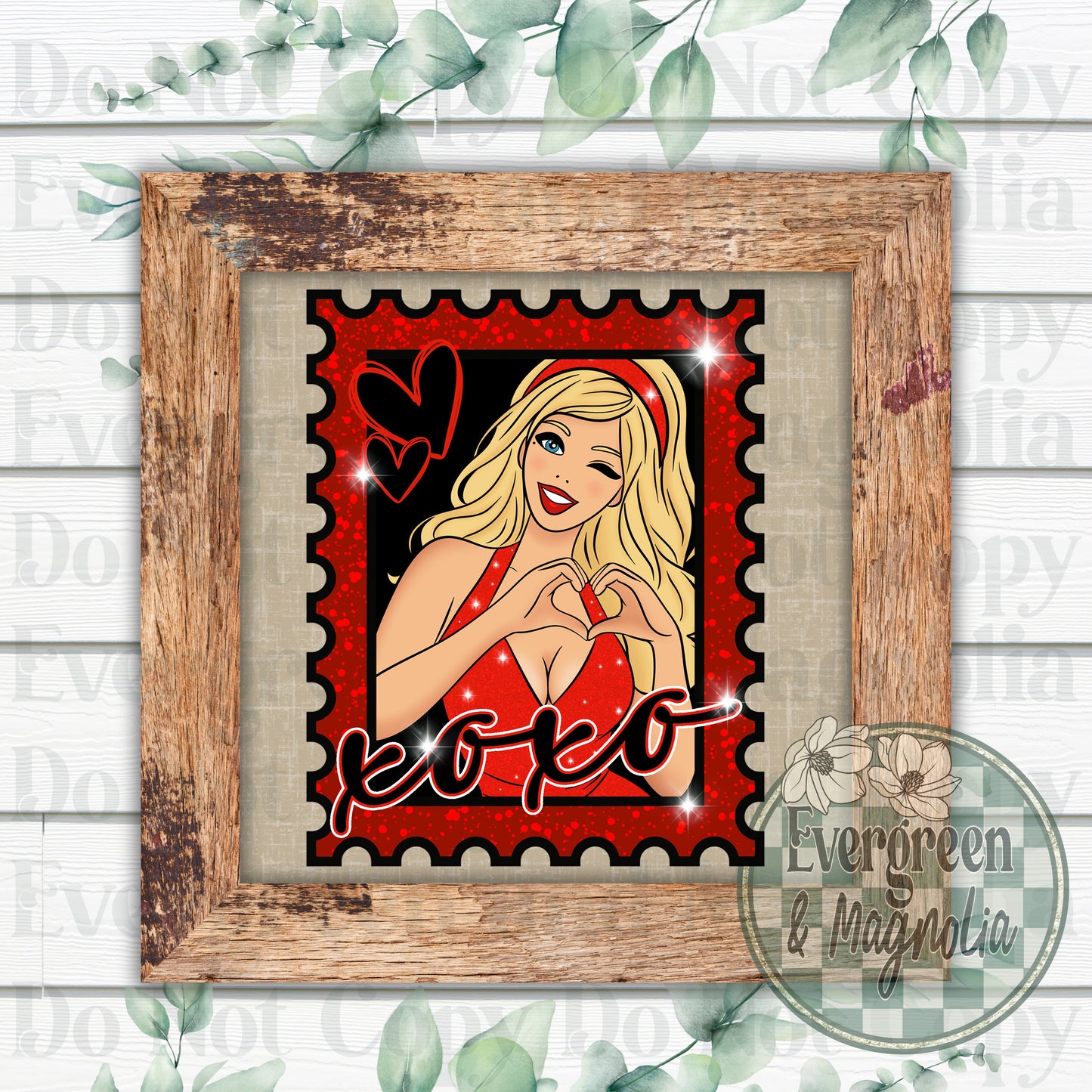 Xoxo barbie valentine stamp