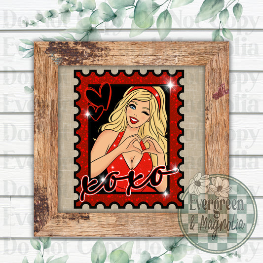 Xoxo barbie valentine stamp