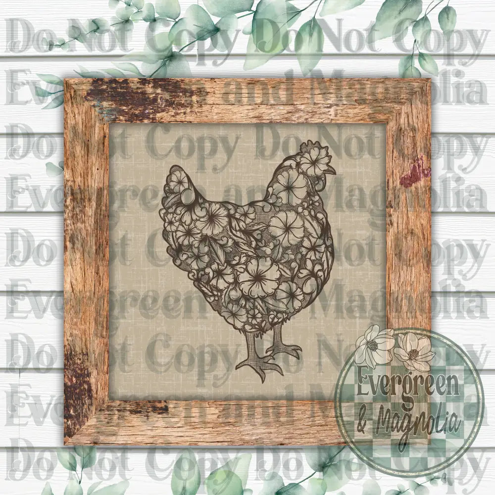 Tooled Leather Hen (dark brown)
