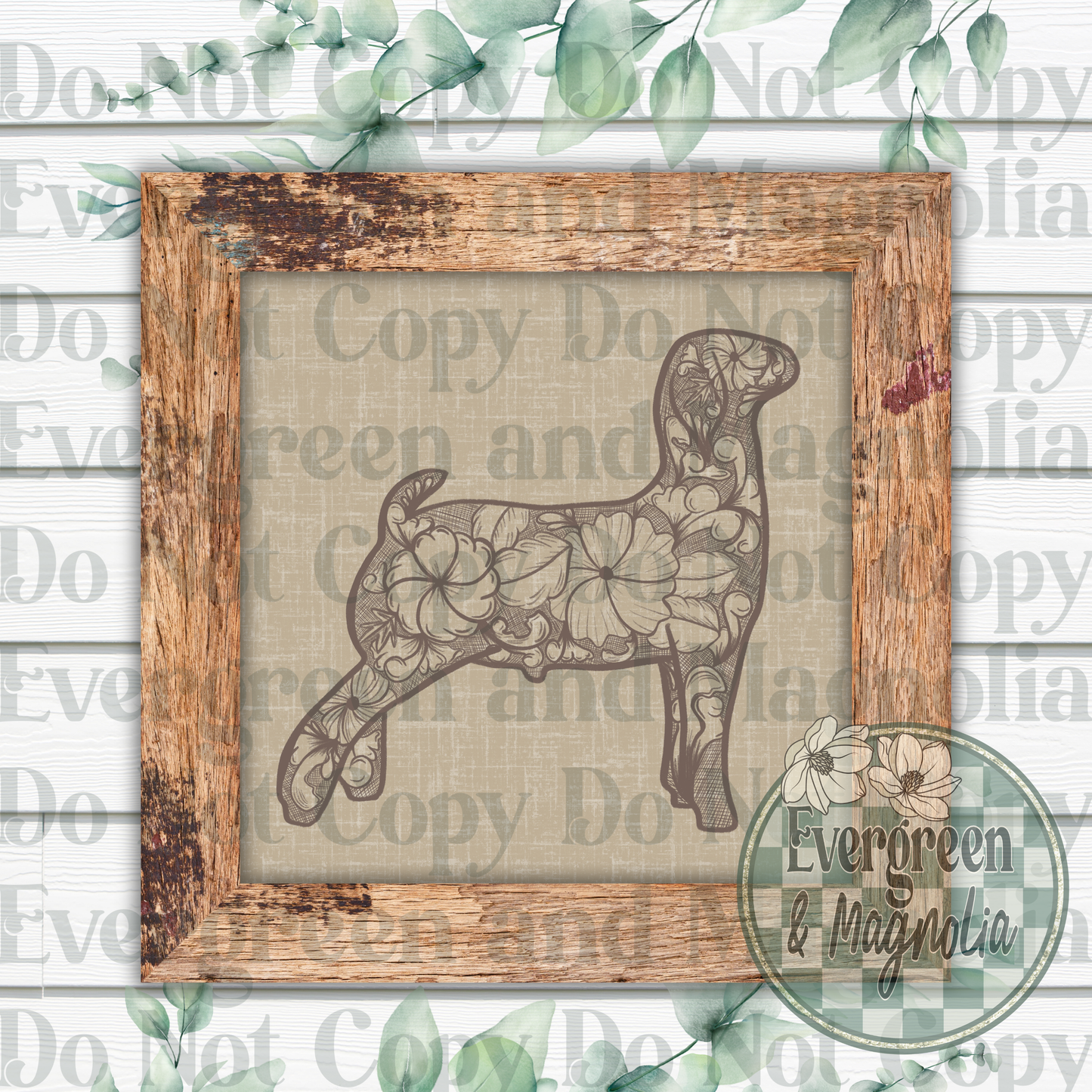 Tooled Leather Show Goat (light brown)