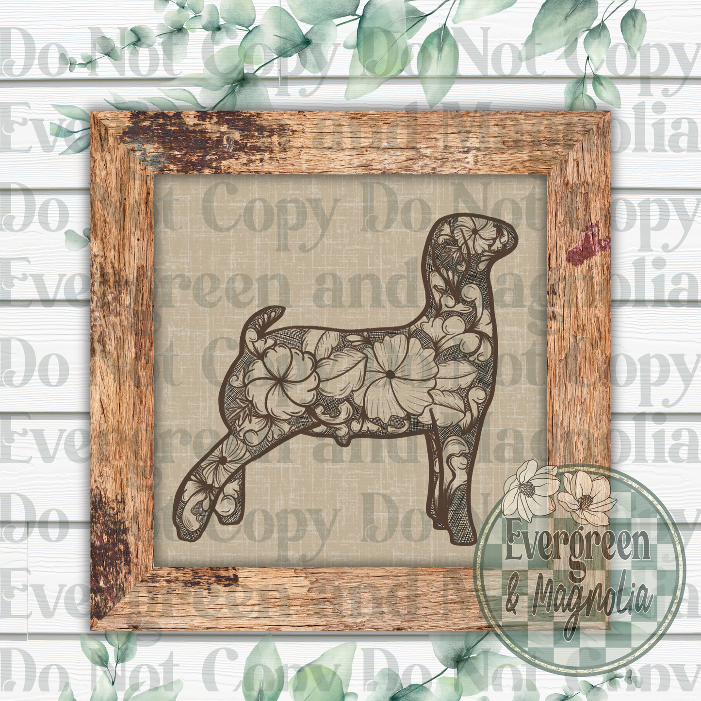 Tooled Leather Show Goat (dark brown)