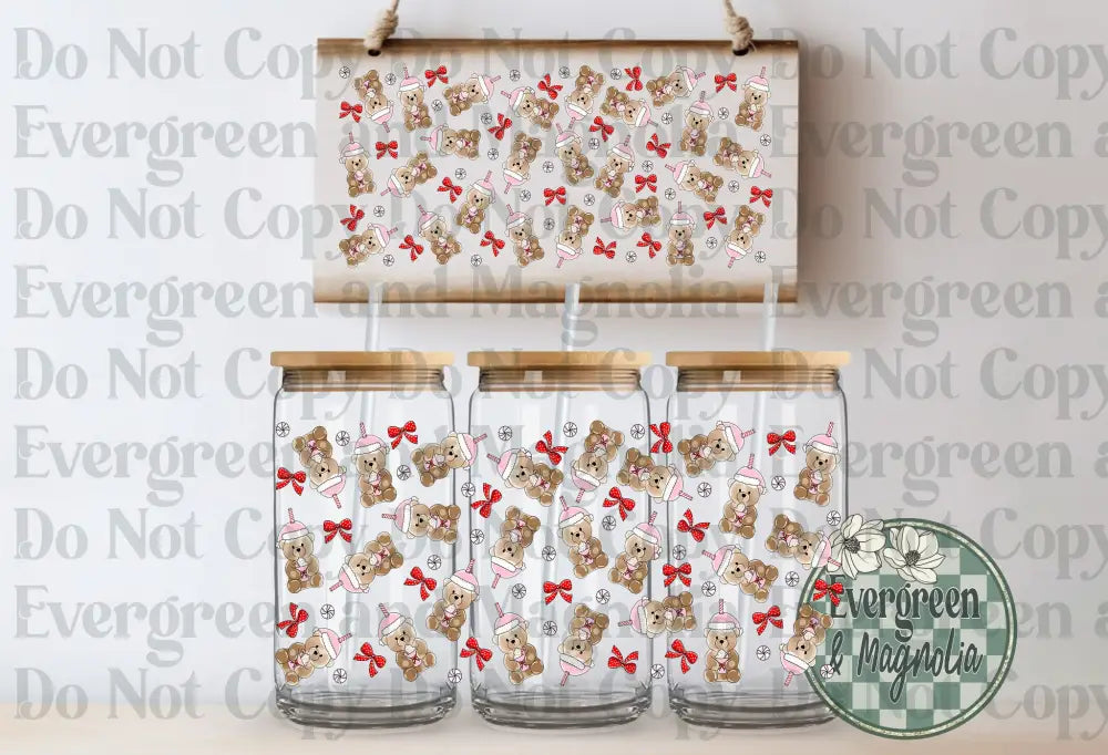 Christmas Bears Pink