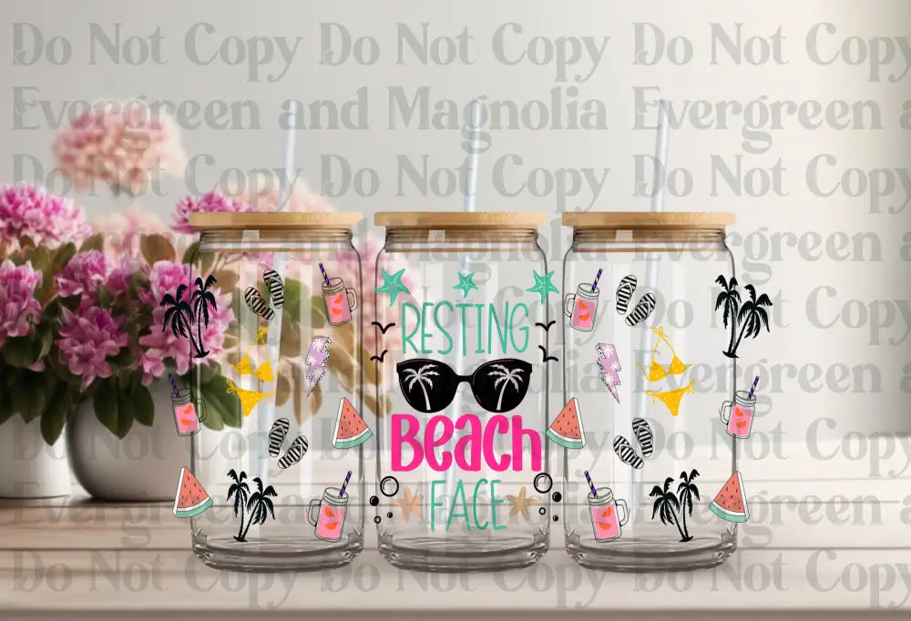 Resting Beach Face Summer Uv Dtf Print
